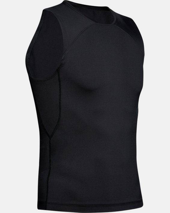 Men's UA RUSH™ Compression Sleeveless in Black image number 4